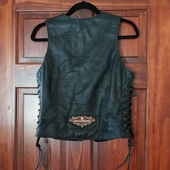 Harley Davidson leather motorcycle vest - Picture 2 of 7